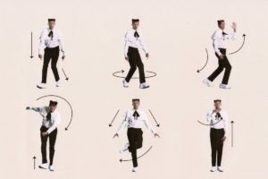 A visual posted by Stromae on the morning of Santé's release, depicting a series of dance steps. 