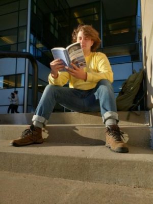 Daniel Musel in front of ISU Parks Library