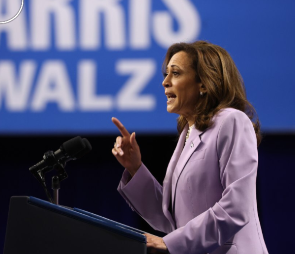 Kamala Harris gives a speech at one of her rallies.